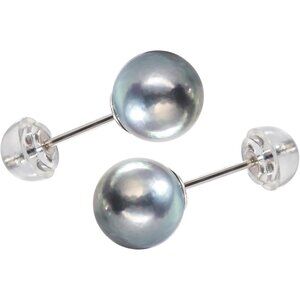 Akoya Pearl Stud Earrings, Natural Seawater Cultured Pearl,925 Sterling Silver,